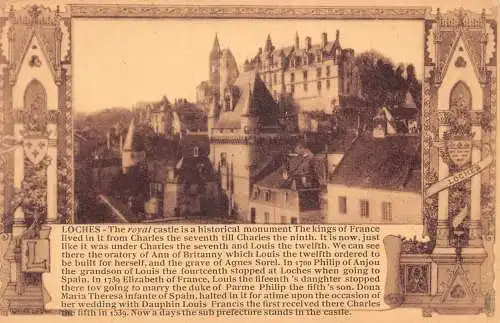 Frankreich Loches Schloss mit Legende Vintage Postkarte