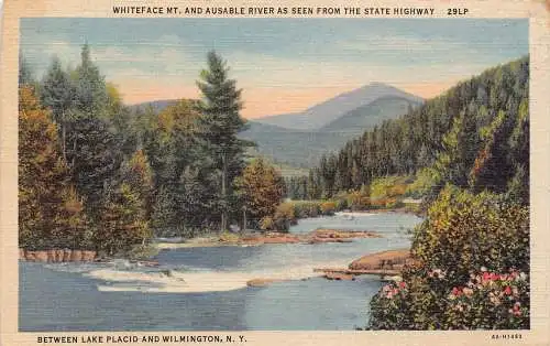 USA New York Lake Placid 1945 Whiteface Mt Ausable River Postkarte