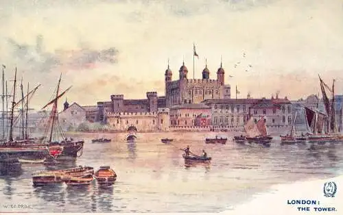 England London The Tower Boats Vintage Postkarte