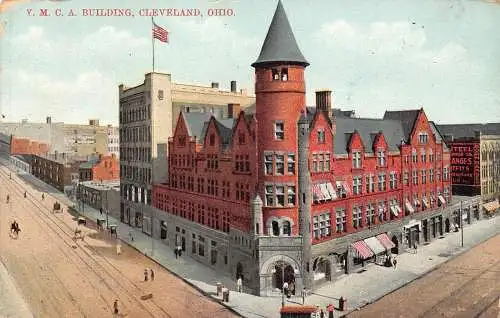 B030 US 1908 YMCA Gebäude Cleveland Ohio Vintage Postkarte