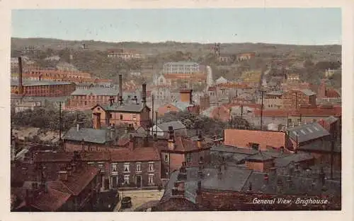 B036 England General View Brighouse Vintage Postkarte