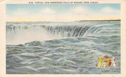 Kanada 1952 Teilansicht Hufeisenfälle von Niagara Wappen Postkarte