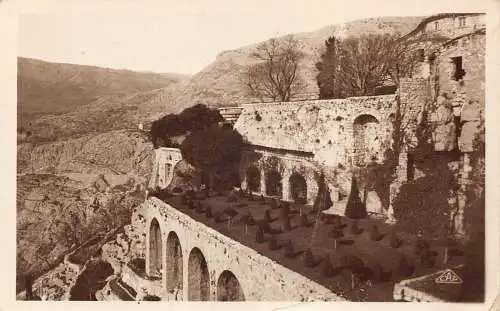 Frankreich Gourdon Garten des Alten Schlosses Vintage Postkarte