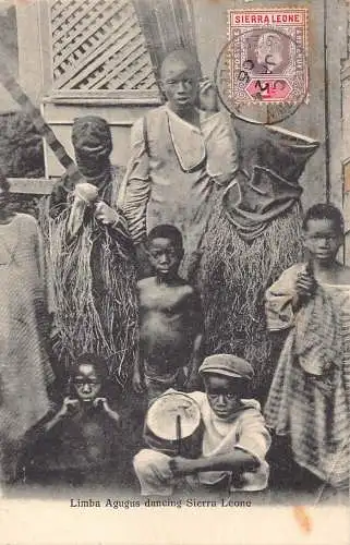 Sierra Leone 1906 Limba Agugus tanzende ethnische Vintage Postkarte