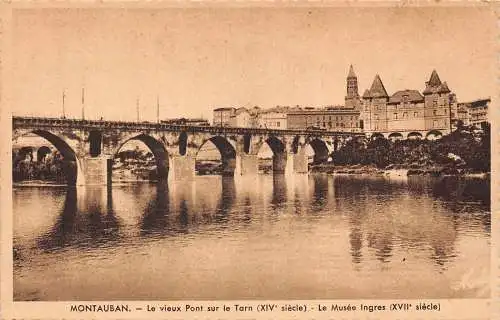 Frankreich Montauban Brücke Pont sur Tarn Musee Ingres Vintage Postkarte