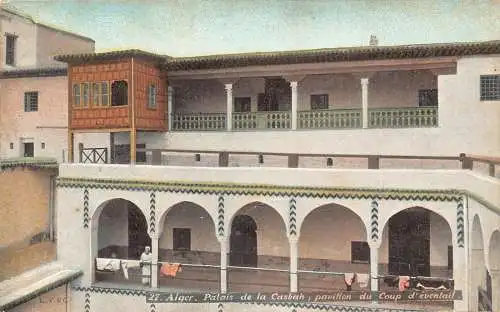 Algerien Algier Palais de la Casbah Pavillon du Coup d'eventail Vintage Postkarte