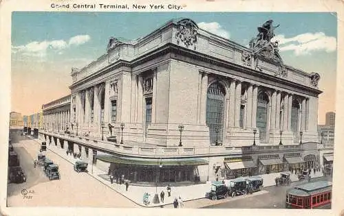 US New York City Grand Central Terminal Cars Vintage Postkarte