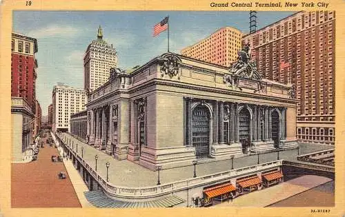 US New York City Grand Central Station Bahnhof Vintage Postkarte