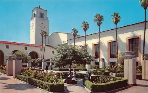 US Los Angeles California Union Train Station South Patio Vintage Postkarte