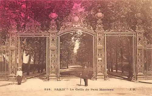 C093 Frankreich Paris La Grille du parc Monceau Vintage Postkarte