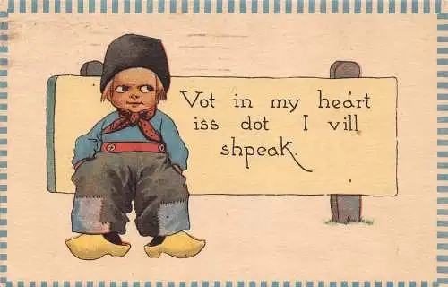 Humor Liebe Holländischer Junge Stimme in meinem Herzen ist Punkt I Vill Shpeak 1913 Postkarte