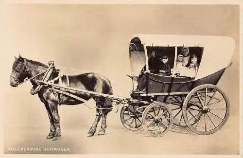 Walchersche Huifwagen Planpferdewagen Kinder RPPC Vintage Postkarte
