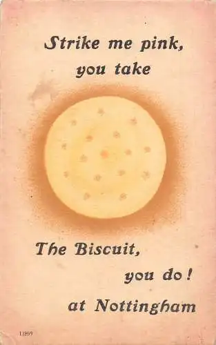 B025 Greetings Strike me pink, Postkarte The Biscuit at Nottingham Moonlight