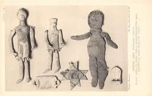 Griechisches und römisches Spielzeug aus British Museum Ton, Stoffpuppen Pfeife Postkarte