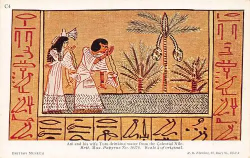 Ägyptischer Papyrus aus dem British Museum Ani Wife Tutu Celestial Nile Postkarte.