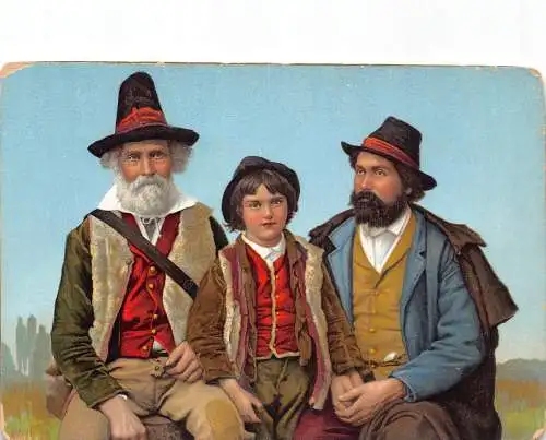 Italienische Männer und Jungen in traditionellen Kostümen ethnische Vintage Postkarte