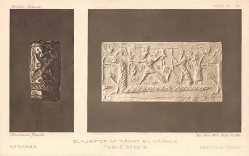 British Museum Rembrandt Gravure & Slaughter of Tiamat by Marduk Postkarte