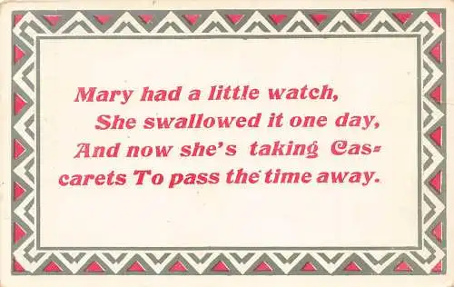 Comic Humor Geschichte Heirate hatte eine kleine Uhr Sie schluckte es eines Tages Postkarte