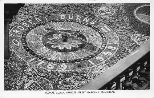 Scotland Floral Clock Princes Street Gardens Edinburgh RPPC Vintage Postkarte