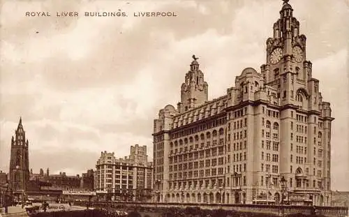 England Royal Liver Buildings Liverpool Vintage Postkarte