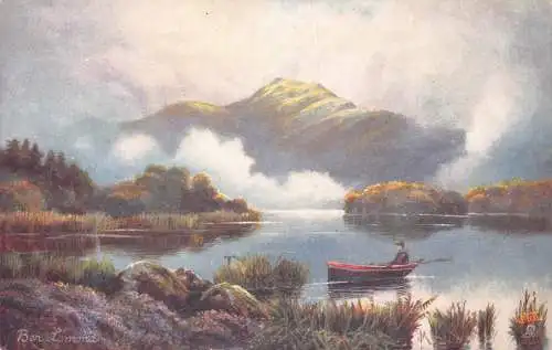 Schottland Ben Lomond Lake Boot Kunst Vintage Postkarte