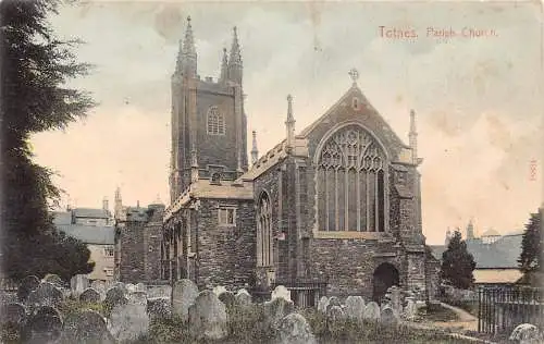 England Totnes Parish Church and Cemetery Vintage Postkarte