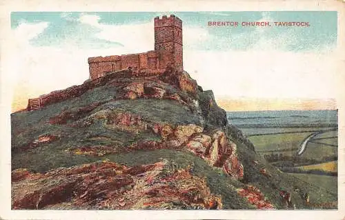 England 1916 Brentor Kirche Tavistock Vintage Postkarte