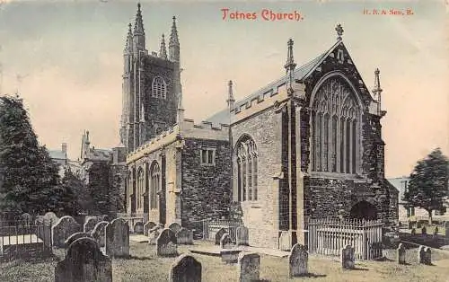 England Totnes Kirche Vintage Postkarte