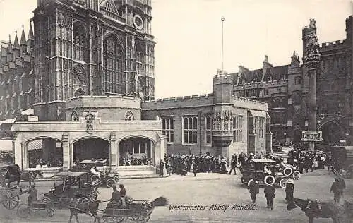 England London Westminster Abbey Annexe Cars Carriage Vintage Postkarte