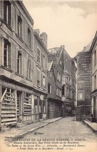 C097 Frankreich Abbeville Die Ruinen des Ersten Weltkriegs WWI Vintage Postkarte