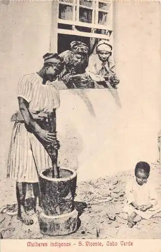 B032 Kapverde Sao Vicente Mulheres Indigene Junge Frauen Ethno Postkarte