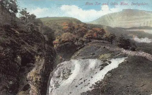 England 1908 Mam Tor und Odin Mine Derbyshire alte Postkarte