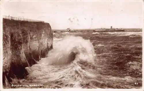 England 1949 Rough Sea Waves Margate Vintage Postkarte