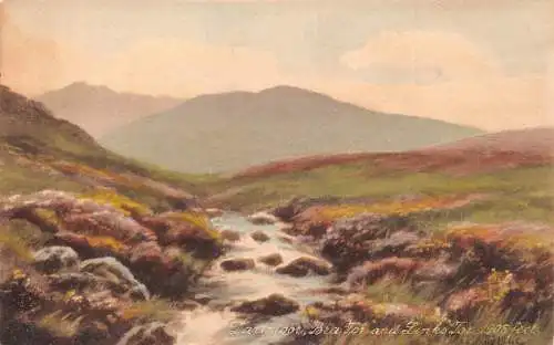 England Dartmoor Bra Tor and Links Tor Art Vintage Postkarte