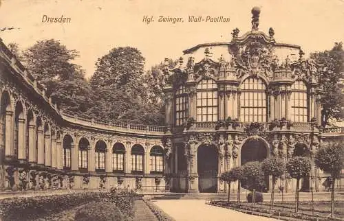 A103 Deutschland 1913 Dresden Zwinger Wandpavillon Pavillon Vintage Postkarte
