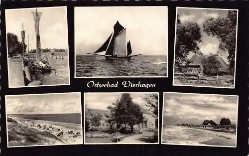 B049 Deutschland 1966 Ostseebad Dierhagen Segelboot Strand RPPC Postkarte
