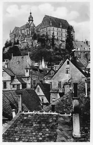 B049 Deutschland Marburg an Lahn Altstadt nach Schloss RPPC Postkarte