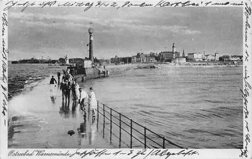 B049 Deutschland 1949 Ostseebad Warnemünde Seebrücke Vintage Postkarte