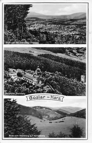 B049 Deutschland 1954 Goslar-Harz Berghotel Terrasse Königsberg Hotel RPPC Postkarte