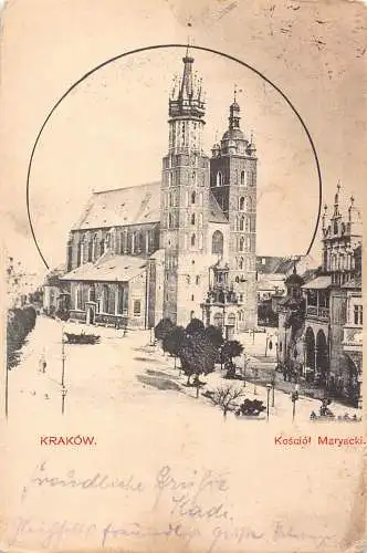 B051 Polen Krakau Kosciof Maryacki Kirche Feld Postkarte
