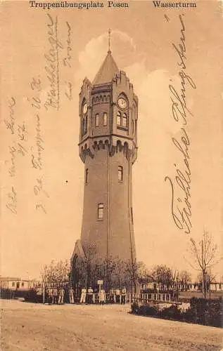 B051 Polen 1914 Truppenuebungsplatz Posen Posen Turm Vintage Postkarte