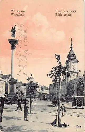 B051 Polen 1917 Warszawa Warschau Schlossplatz Schlossplatz 1. Weltkrieg Feldpostkarte