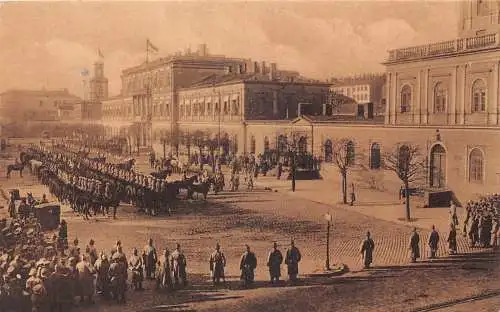 B051 Polen 1916 Warschau Friedrich August III. Besuch Bahnhof Postkarte