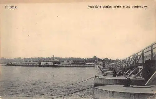 B051 Polen Plock Przejscie statku przez most pontonowy Brücke Postkarte