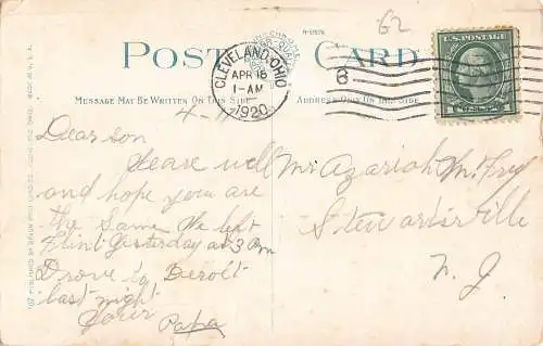 B041 US Garfield Memorial at Lakeview Cemetery Cleveland Ohio 1920 Postkarte