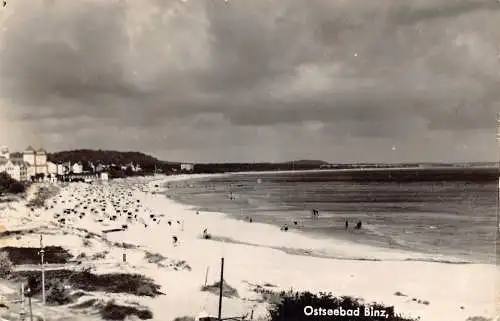 B049 Deutschland 1958 Ostseebad Binz a Rügen Beach RPPC Vintage Postkarte