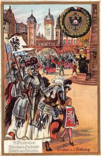 B048 Deutsches Bundes Goldenes Jubiläum 1912 Mittelalterliche Kavallerie Gruppe Postkarte