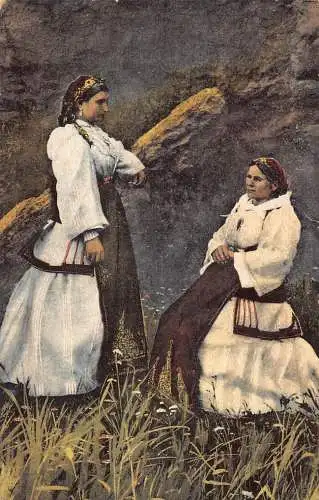 B033 Ethnische Frauen in traditionellen griechischen Kleidern Vintage Postkarte
