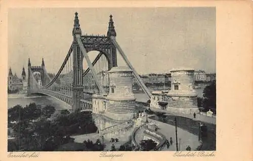 B052 Ungarn Budapest Erzebet versteckte Elisabethbrücke 1923 alte Postkarte
