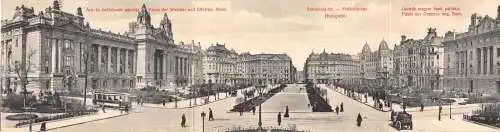B053 Ungarn Szabadsag ter Platz Budapest Bank Palace Straßenbahn Panorama Postkarte